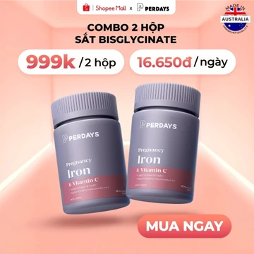 Combo 2 Lọ Sắt Bầu Perdays Vitamin C Ngừa Thiếu Máu Thiếu Sắt Cho Mẹ Bầu Lọ 30 Viên x 2
