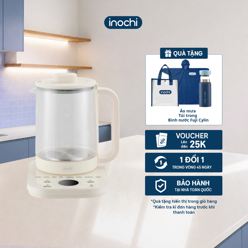 Inochi Ấm đun đa năng Akiba 1,8L -  Nấu Trà, Chưng Yến, Hầm Súp, Giữ Ấm