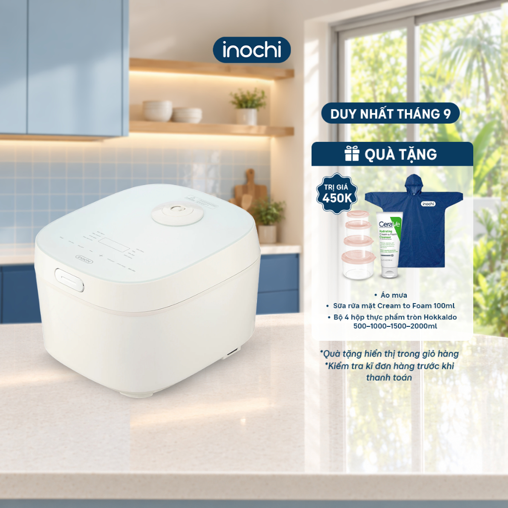 Nồi Cơm Điện Inochi Akiba AS-WF40SG Màu Trắng |Dung tích 1.8L | Thiết Kế Tối Giản Sang Trọng, Chế Độ Hẹn Giờ Nấu Tự Động