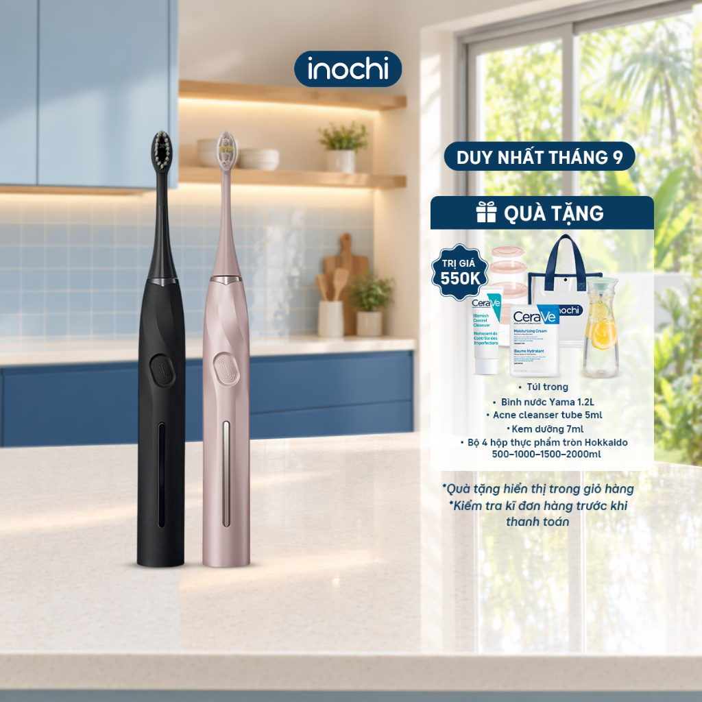 Bàn chải điện sóng âm Okina Chic SG-2752+6055 -  5 chế độ chuyên sâu - Công nghệ Sonic độc quyền, Trắng răng toàn diện