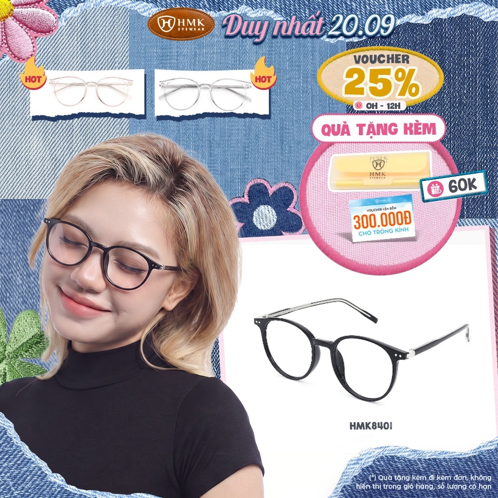 Gọng Kính Tròn Nhựa Dẻo HMK Eyewear Thời Trang Nam Nữ Hiện Đại Nhiều Màu - HMK8401