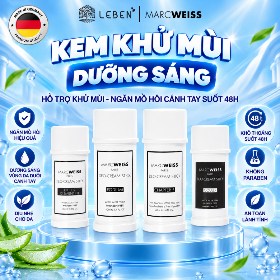 Kem Khử Mùi Ngăn Mồ Hôi Deo MarcWeiss Paris Từ Đức Hỗ Trợ Sáng Da Và Tích Hợp Hương Nước Hoa Lọ 40ml