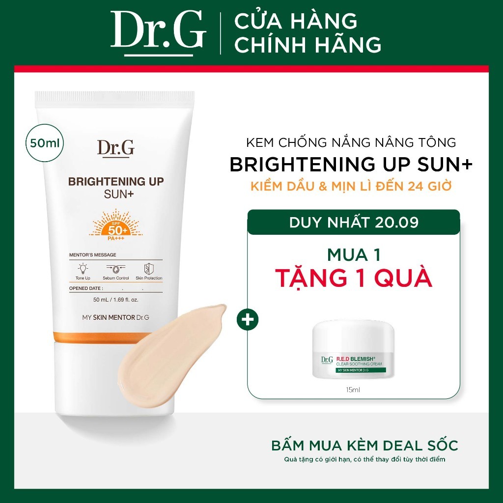 Kem chống nắng nâng tông Dr.G Brightening Up Sun+ DrG 50ml