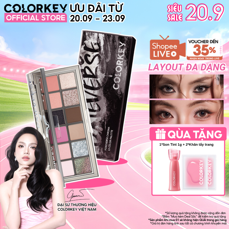 Bảng Phấn Mắt Colorkey Foxie Phiên Bản Đặc Biệt - 12 Ô Nhũ Lì, Màu Đậm Chuẩn, Bảng Màu Đa Dạng 14.2g