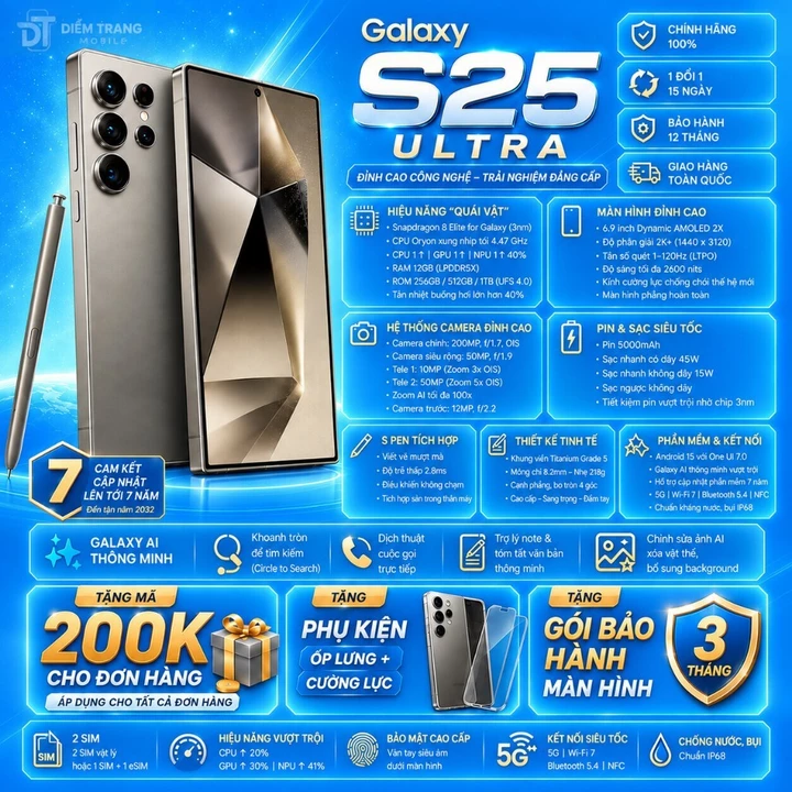 LIKE NEW Samsung Galaxy S25 Ultra 5G (12GB - 256GB) XÁM TITAN VN
