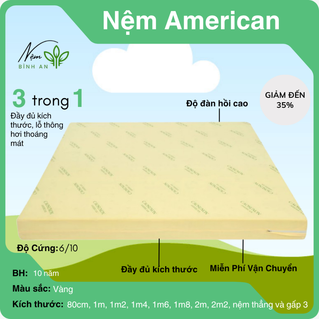 [Ship Toàn Quốc]Nệm Non American ép tổng hợp Đủ Kích Thước nhận cắt theo yêu cầu