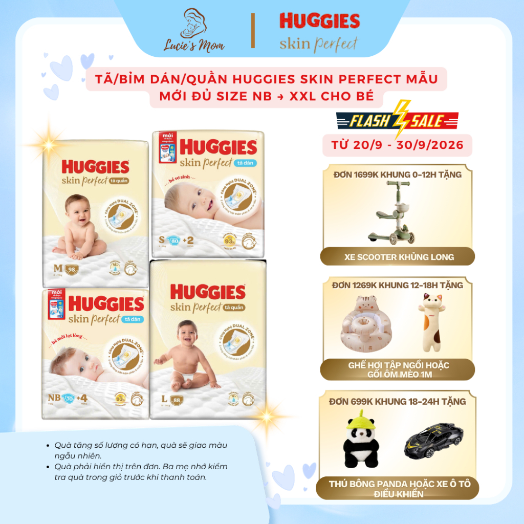 Tã/Bỉm Dán/Quần Huggies SkinPerfect / Naturemade Mẫu Mới Đủ Size NB/S/M/L/XL/XXL Cho Bé -Lucie's Mom