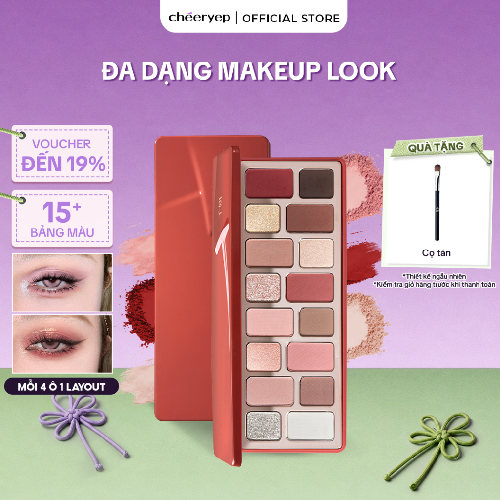 Bảng Phấn Mắt CHEERYEP 16 Ô Natural Star Đa Năng Dễ Dùng Chuẩn Màu Lâu Trôi Đa Dạng Bảng Màu Nhũ Lì