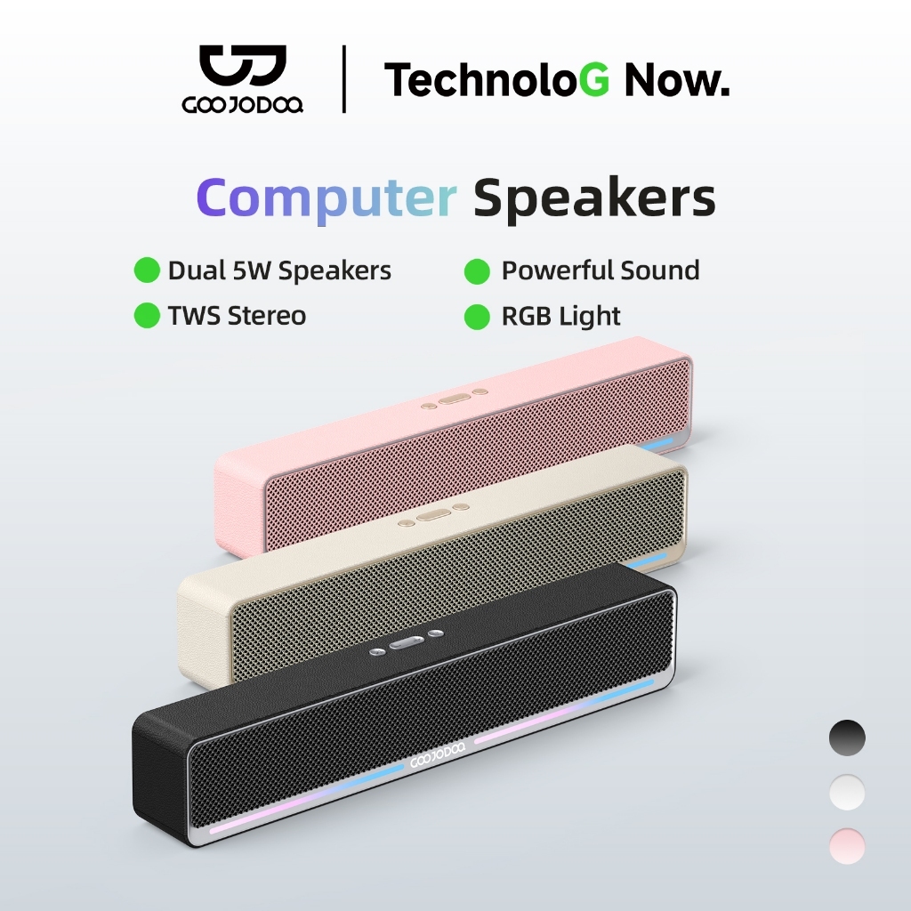 Loa Bluetooth 6.0 Goojodoq 10W Loa Thanh Soundbar Để Bàn, Loa Máy Tính RGB, TWS Stereo,AUX/USB/TF/FM