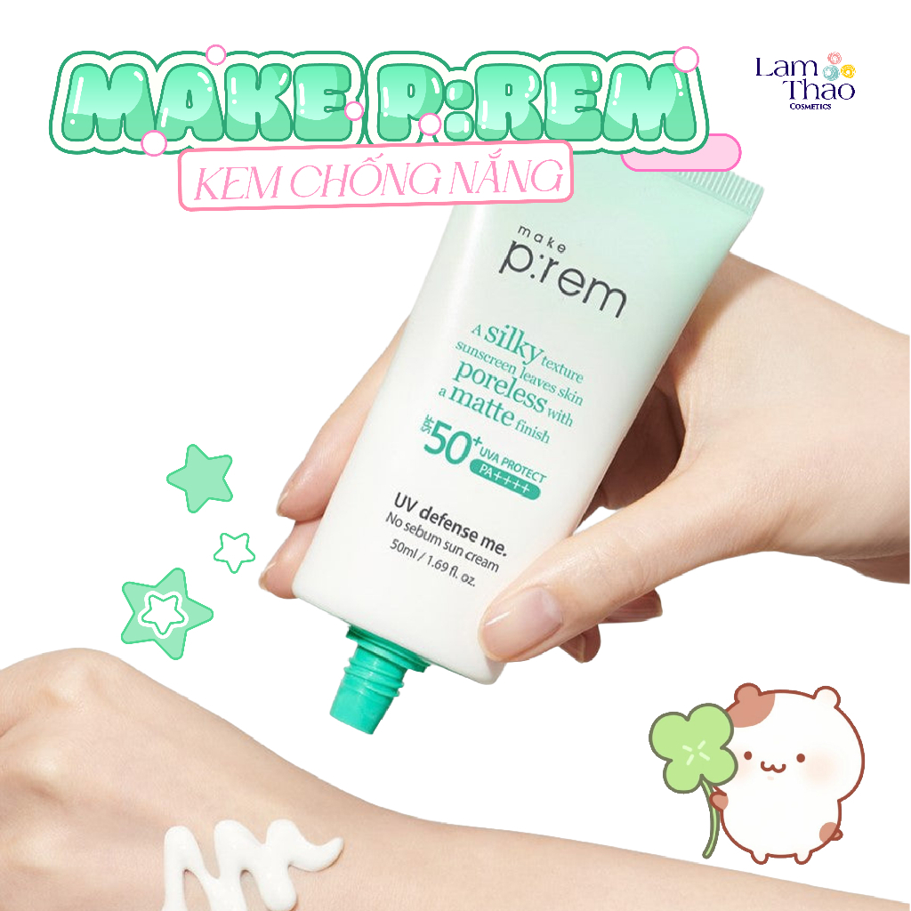 Kem Chống Nắng Vật Lý Kiềm Dầu Make P:rem UV Defense Me No Sebum Sun Cream SPF50+ PA++++ 50ml