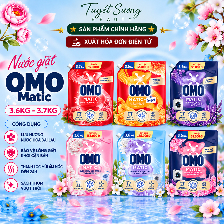Nước Giặt OMO Matic 3,7KG (Túi)