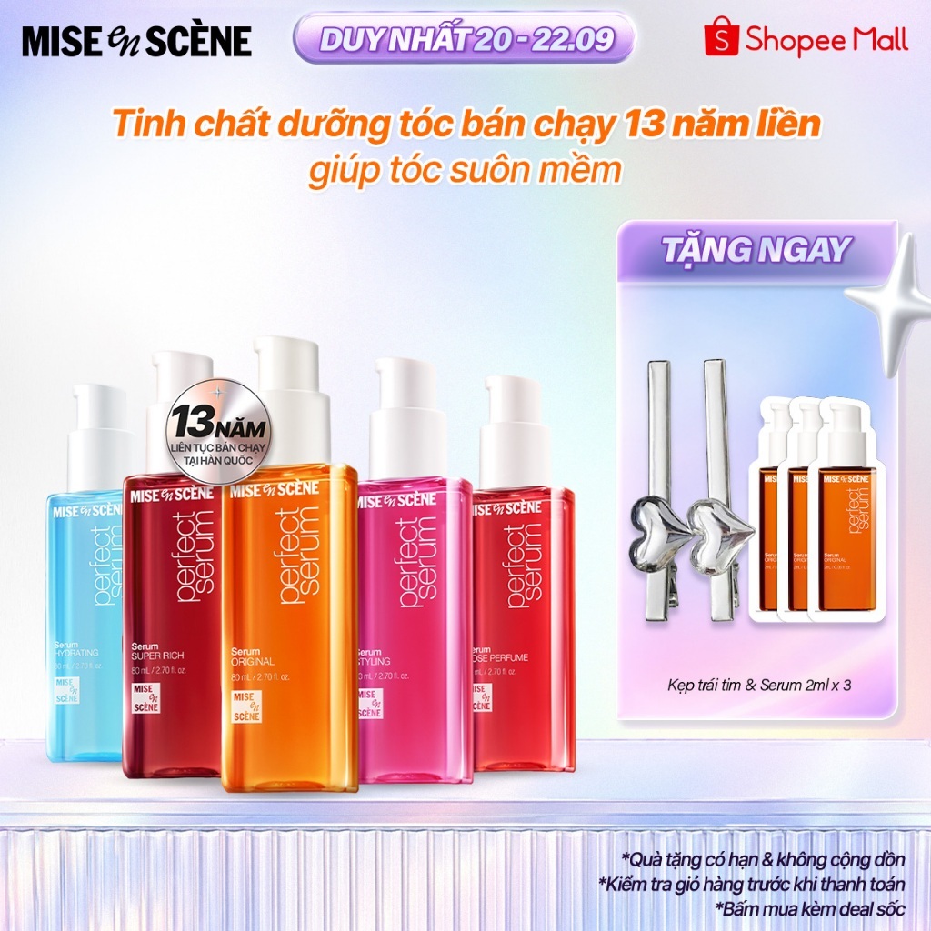 Tinh chất dưỡng tóc mise en scène Perfect Serum 80ml phục hồi hư tổn, suôn mượt, chắc khỏe