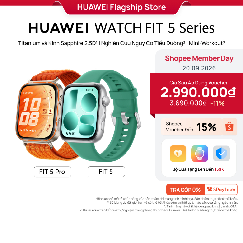 Đồng Hồ Thông Minh HUAWEI WATCH FIT 5 Series |Titanium & Kính Sapphire 2.5D| Nghiên Cứu Nguy Cơ Tiểu Đường| Mini-Workout
