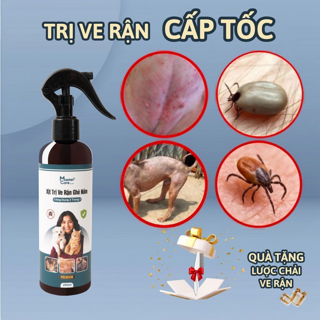 Xịt Ve Rận Cấp Tốc Cho Chó Mèo – Ngừa Ghẻ Nấm Da – An Toàn Từ 2 Tháng Tuổi MasterCare Premium