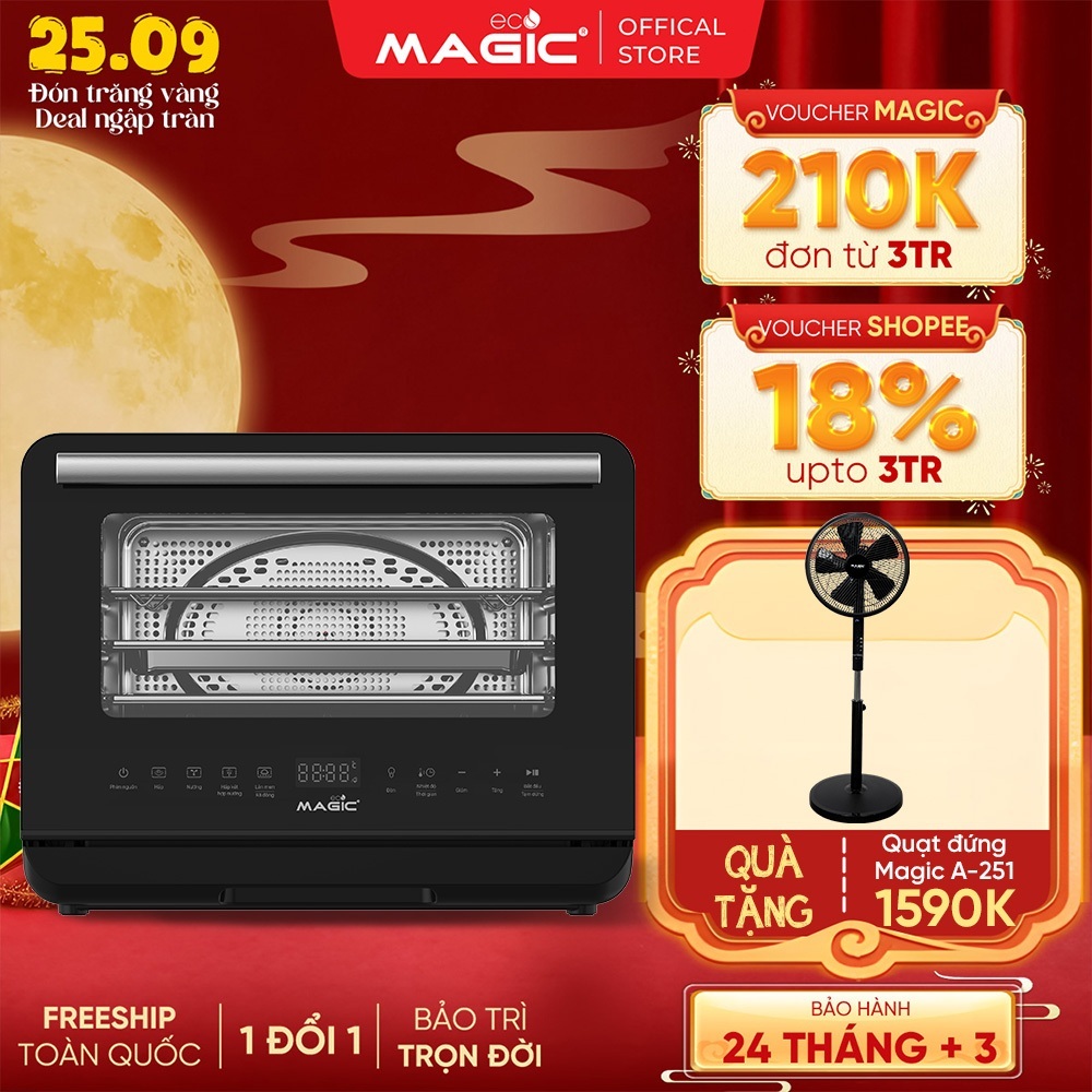 Nồi Chiên Kết Hợp Hấp 2IN1,Dung tích 23L Magic Eco S23 – Công nghệ hấp hiện đại, BH 24 Tháng