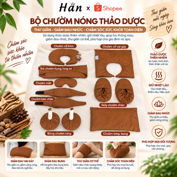 Túi Chườm Thảo Dược Dưỡng Sinh | Túi Chườm Mắt, Chườm Lưng, Chườm Cổ Vai Gáy, Đa Năng Thư Giãn Giảm Nhức Mỏi