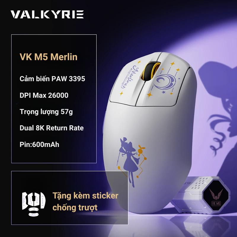 Chuột Gaming Valkyrie VK M5 Series - 3 mode kết nối - Return Rate Max 8K - Cảm biến PAW 3950 VK AMG Max 65000 DPI | BigBuy360 - bigbuy360.vn