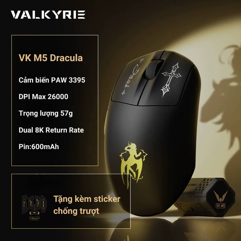 Chuột Gaming Valkyrie VK M5 Series - 3 mode kết nối - Return Rate Max 8K - Cảm biến PAW 3950 VK AMG Max 65000 DPI | BigBuy360 - bigbuy360.vn