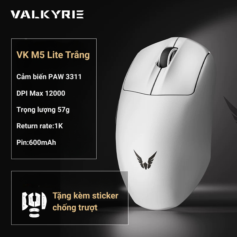 Chuột Gaming Valkyrie VK M5 Series - 3 mode kết nối - Return Rate Max 8K - Cảm biến PAW 3950 VK AMG Max 65000 DPI | BigBuy360 - bigbuy360.vn