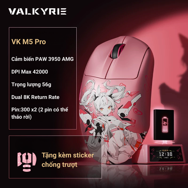 Chuột Gaming Valkyrie VK M5 Series - 3 mode kết nối - Return Rate Max 8K - Cảm biến PAW 3950 VK AMG Max 65000 DPI | BigBuy360 - bigbuy360.vn