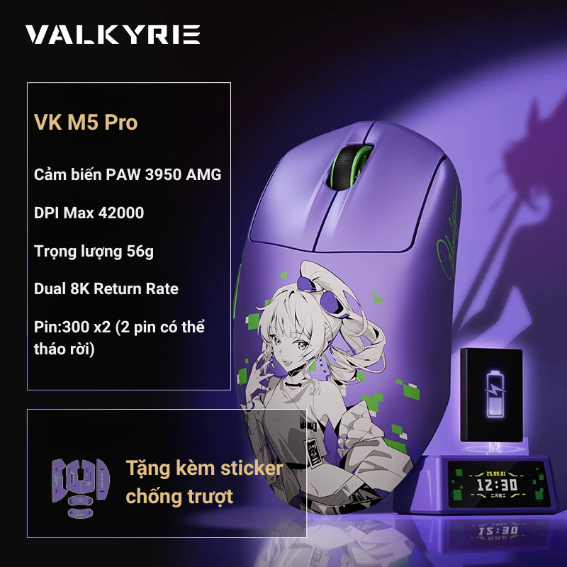 Chuột Gaming Valkyrie VK M5 Series - 3 mode kết nối - Return Rate Max 8K - Cảm biến PAW 3950 VK AMG Max 65000 DPI | BigBuy360 - bigbuy360.vn