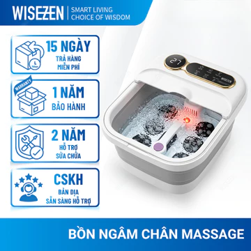 Bồn Ngâm Chân Massage Wisezen Gấp Gọn Massage Ngâm Chân Hồng Ngoại Sục Khí Con Lăn Matxa Tự động