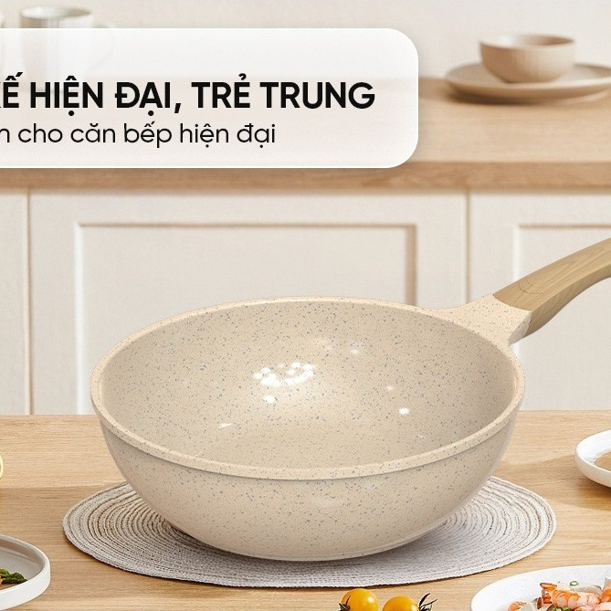 Chảo sâu chống dính siêu bền đá sâu SUNHOUSE  - MẪU MỚI