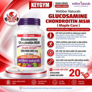 [CHÍNH HÃNG][TẶNG QUÀ] Viên uống bổ khớp Glucosamine Chondroitin MSM WEBBER NATURALS Hộp 120 viên - KEYGYM