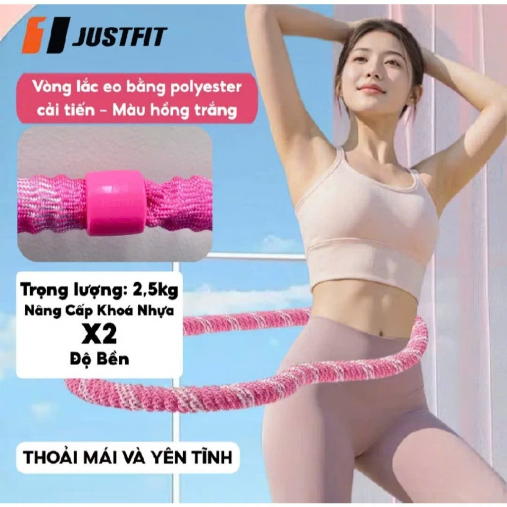 Vòng Lắc Eo Lò Xo Giảm Mỡ Bụng Giảm Cân, Dụng Cụ Tập Thể Dục Nặng 2,5kg - Dây Lắc Bụng  Lò Xo Vải Mềm Mại Không Hằn Bụng