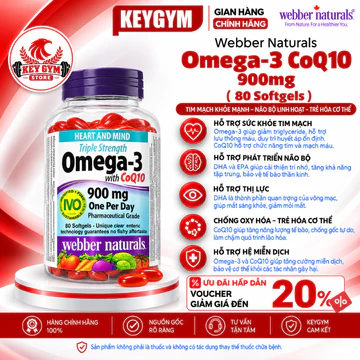[CHÍNH HÃNG][TẶNG QUÀ] Dầu Cá Webber Natruals Omega3 Coq10 900mg 80 Viên - KEYGYM