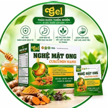 Nghệ Mật Ong Curcumin Nano là sản phẩm dạng gel tiện lợi, kết hợp mật ong, nghệ, nghệ đen, chè dây, dạ cẩm, lá khôi tía
