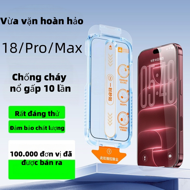 Cường Lực iphone Tự Dán tự hút bụi cho iPhone 18 17 16 15 14 13 12 11 Pro Max