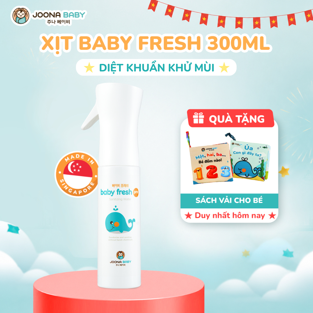 [TẶNG QUÀ] Xịt đa năng khử khuẩn, khử mùi đồ chơi, bình sữa, núm ti giả Baby Fresh Pro 300ml cho bé - Joona Baby
