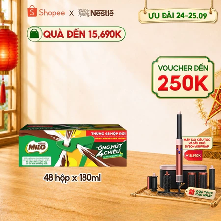 [Phiên bản ống hút 4 chiều] Sữa Lúa Mạch Nestlé MILO 48x180ml Không Màng Co