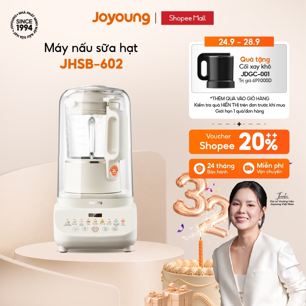 Máy nấu sữa hạt Joyoung JHSB-602 | Công suất 1000W | 12 chức năng
