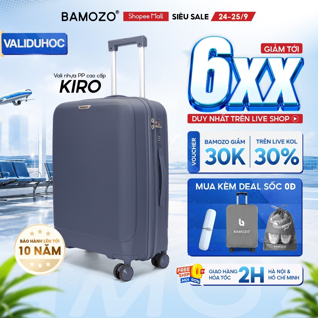 [MỞ BÁN] Vali Du Lịch B Bamozo Kiro Size 20/24/28 Nhựa PP Chống Vỡ, Chống Rạch BH 10 Năm 1 Đổi 1 Trong 30 Ngày_Kiro