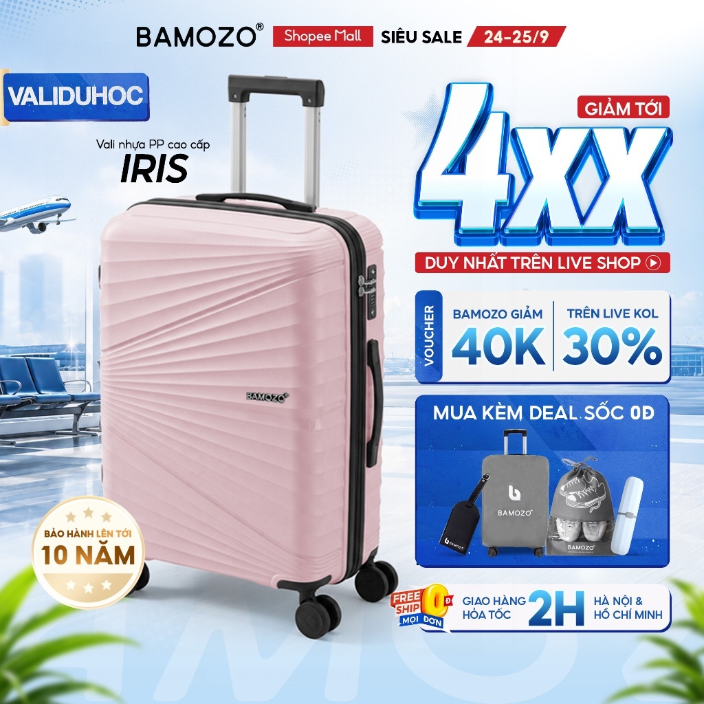 Vali Du Lịch B Bamozo IRIS Size 20/24 Chất Liệu Nhựa PP Cao Cấp bền đẹp - BH đến 10 Năm - Lỗi 1 Đổi 1 Trong 30 Ngày_IRIS