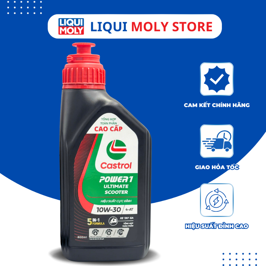 CASTROL POWER1 ULTIMATE 4T SCOOTER 10W30 800ML- dầu nhớt tổng hợp dành cho xe tay ga