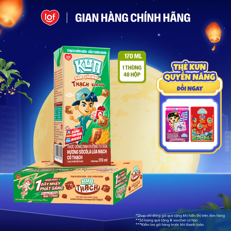 Kun socola lúa mạch có thạch thùng 48 hộp x 170ml