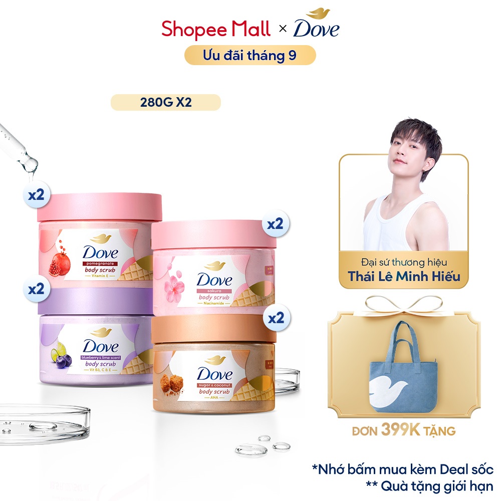 [MẪU MỚI 2026] Combo 2 Tẩy Da Chết Dưỡng Ẩm Toàn Thân Dove 280g
