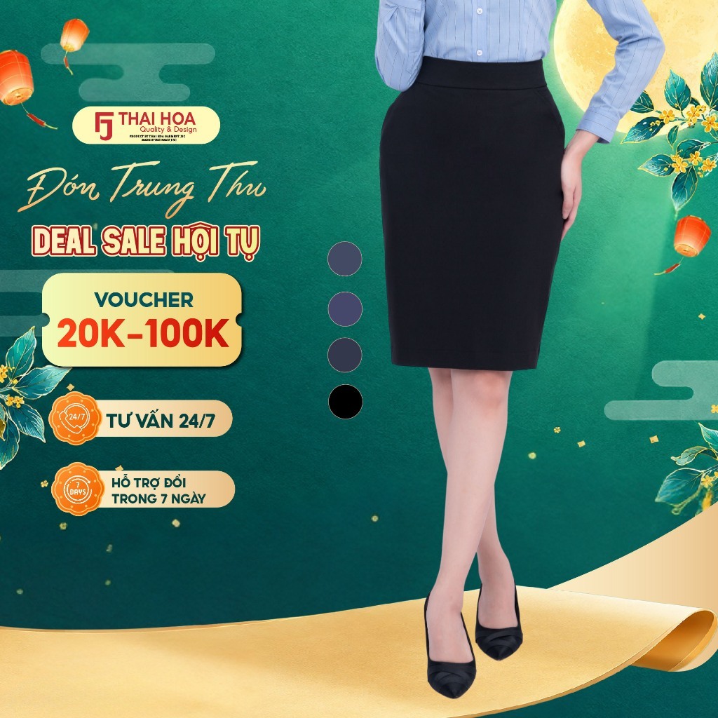 Chân váy nữ dài R01 Thái Hòa chất liệu cotton mềm mại vải trơn 1 lớp đa dạng màu sắc thời trang