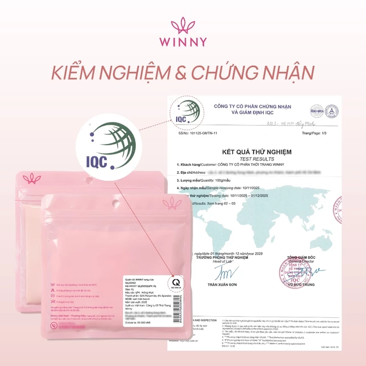 Quần lót lưng vừa WINNY su đúc co giãn thấm hút, Quần lót nữ su đúc thoáng khí không đường may không viền QL25002