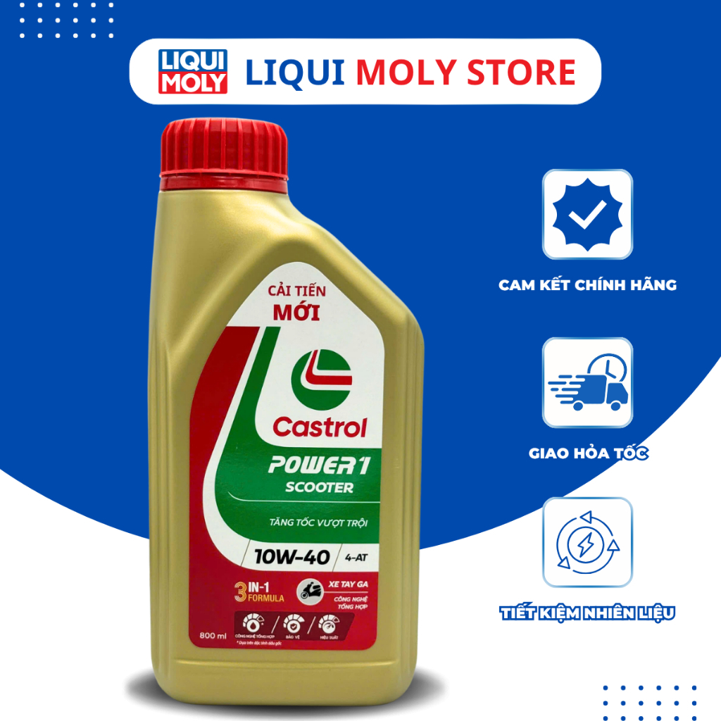Dầu nhớt xe tay ga Castrol Power1 Scooter 10W40 800ML (2026)