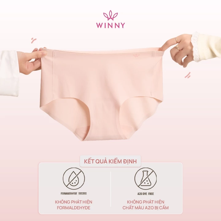 Quần lót lưng vừa WINNY su đúc co giãn thấm hút, Quần lót nữ su đúc thoáng khí không đường may không viền QL25002
