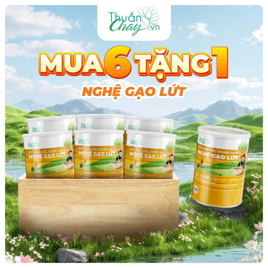 [COMBO 6 TẶNG 1] Bột Ngũ Cốc Thuần Chay Nghệ Gạo Lứt - 420g