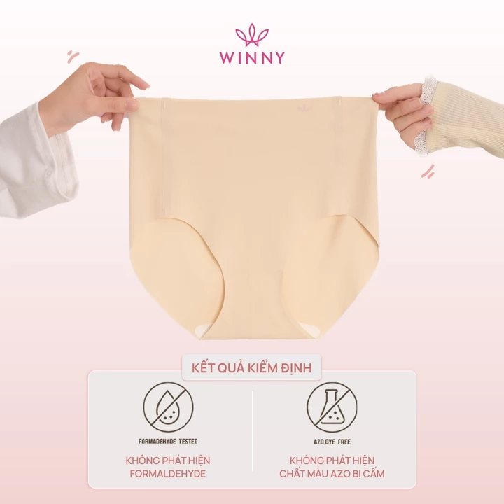 Quần lót lưng cao WINNY su đúc co giãn thấm hút, Quần lót nữ su đúc thoáng khí không đường may không viền QL25003