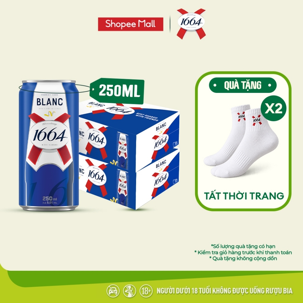 Combo 2 Thùng 24 lon Bia Pháp Kronenbourg 1664 Blanc (250ml/lon) - Độ cồn 5%