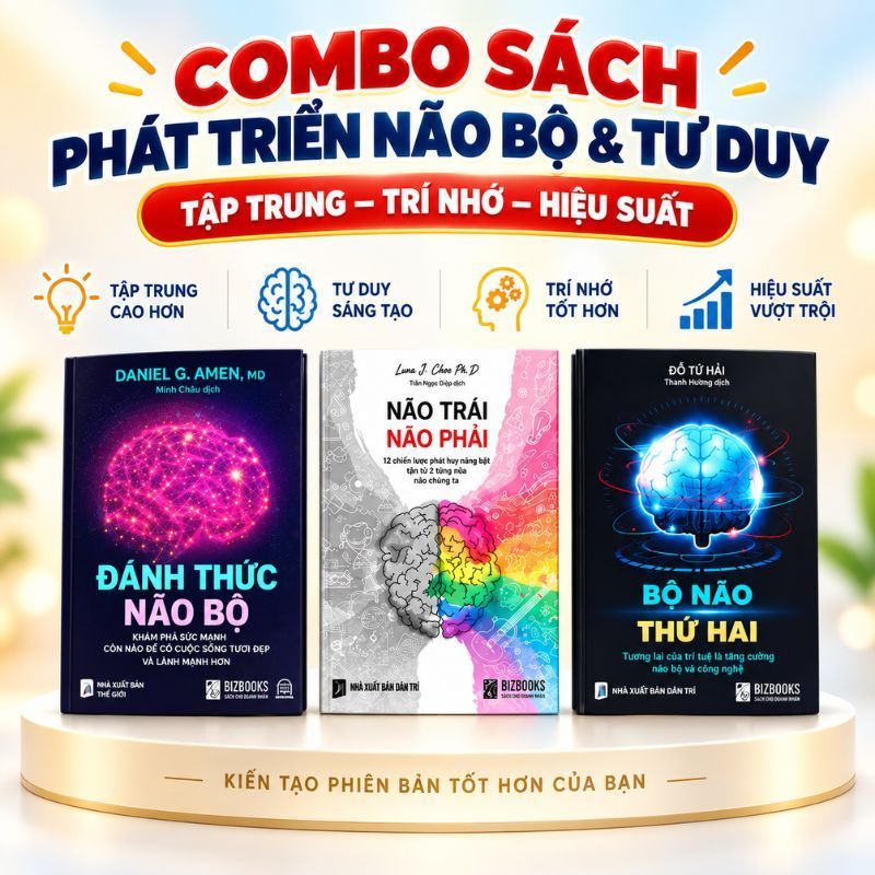 Combo sách Phát triển Não Bộ & Tư Duy: Bộ não thứ hai, Đánh thức não bộ, tăng cường trí nhớ, tập trung
