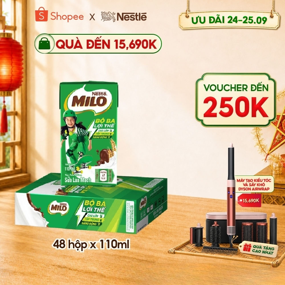 Sữa lúa mạch Nestlé® MILO® thùng 12 x 110ml (12x4x110ml)
