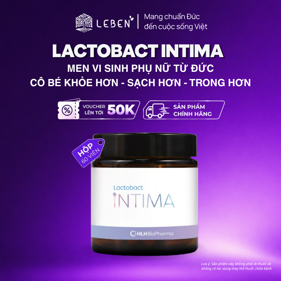 Hộp 60 viên men vi sinh phụ nữ Lactobact Intima bổ sung lợi khuẩn, D-Mannose Cranberry nhập khẩu từ Đức